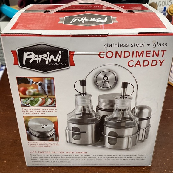 Sold Panini Stainless Condiment 6pc Caddy Set NEW - Picture 2 of 4